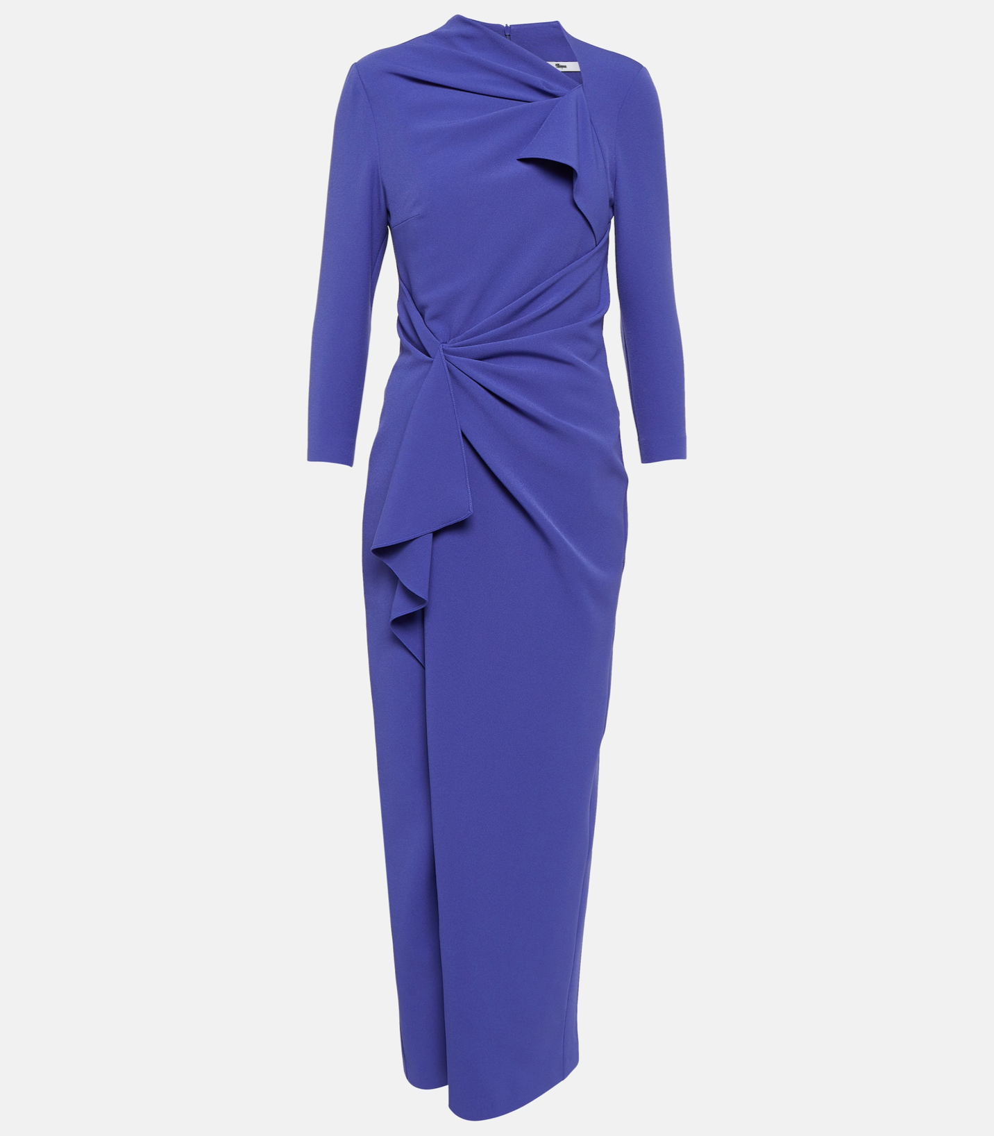 Asymmetrically draped dress with front slit - KEVEY
