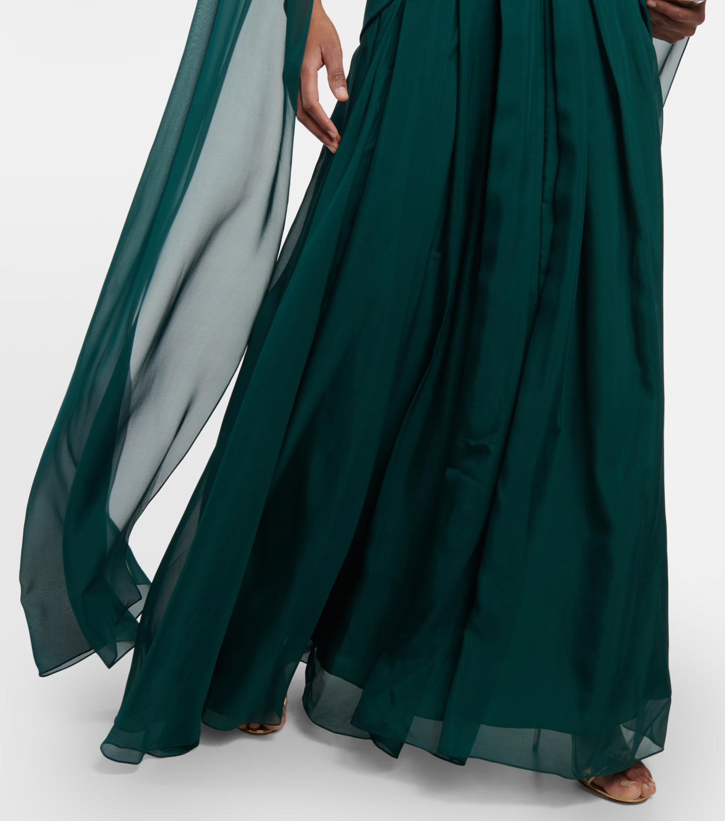 Chiffon cape gown with layered skirt – Nirmen