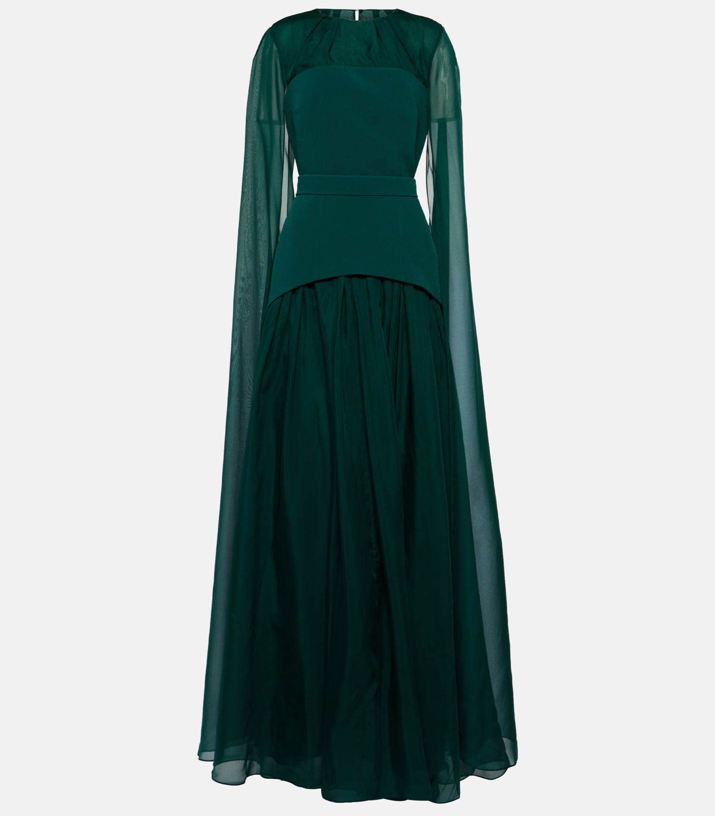 Chiffon cape gown with layered skirt – Nirmen