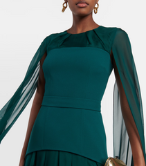 Chiffon cape gown with layered skirt – Nirmen