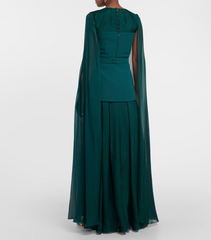 Chiffon cape gown with layered skirt – Nirmen