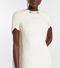 cape-back column gown with embellished neckline – Genaa