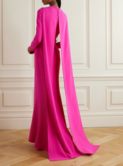 crystal-trimmed cape-back gown – Joriee