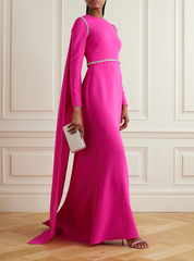 crystal-trimmed cape-back gown – Joriee