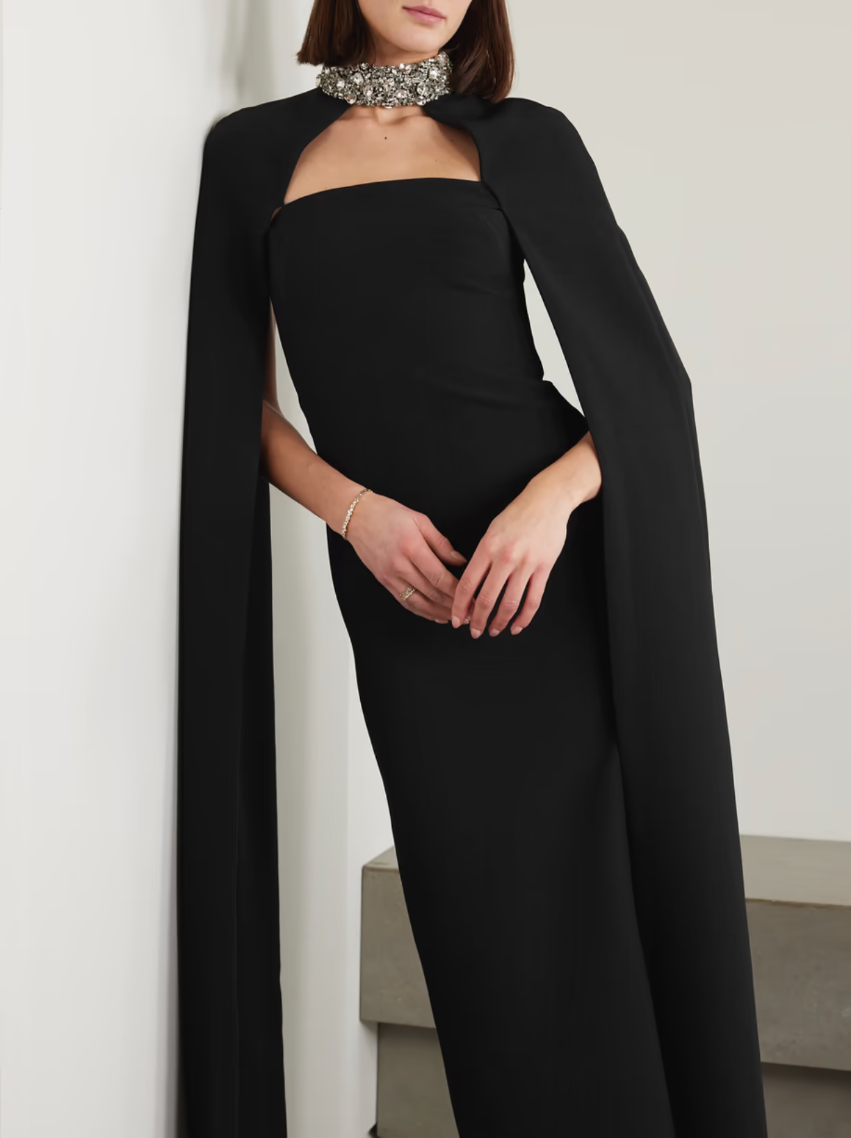 crystal-belted cape gown – Jojee