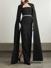 crystal-belted cape gown – Jojee