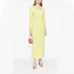 square-neck crystal-embellished gown – Kailen