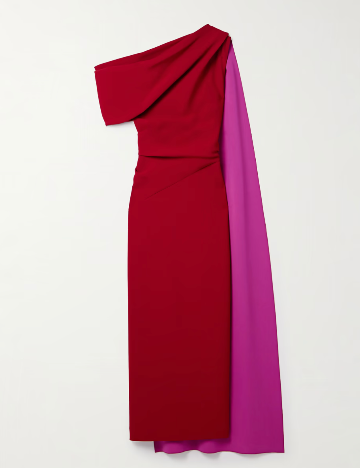 Red shoulder off dress with side cape - ROLOH