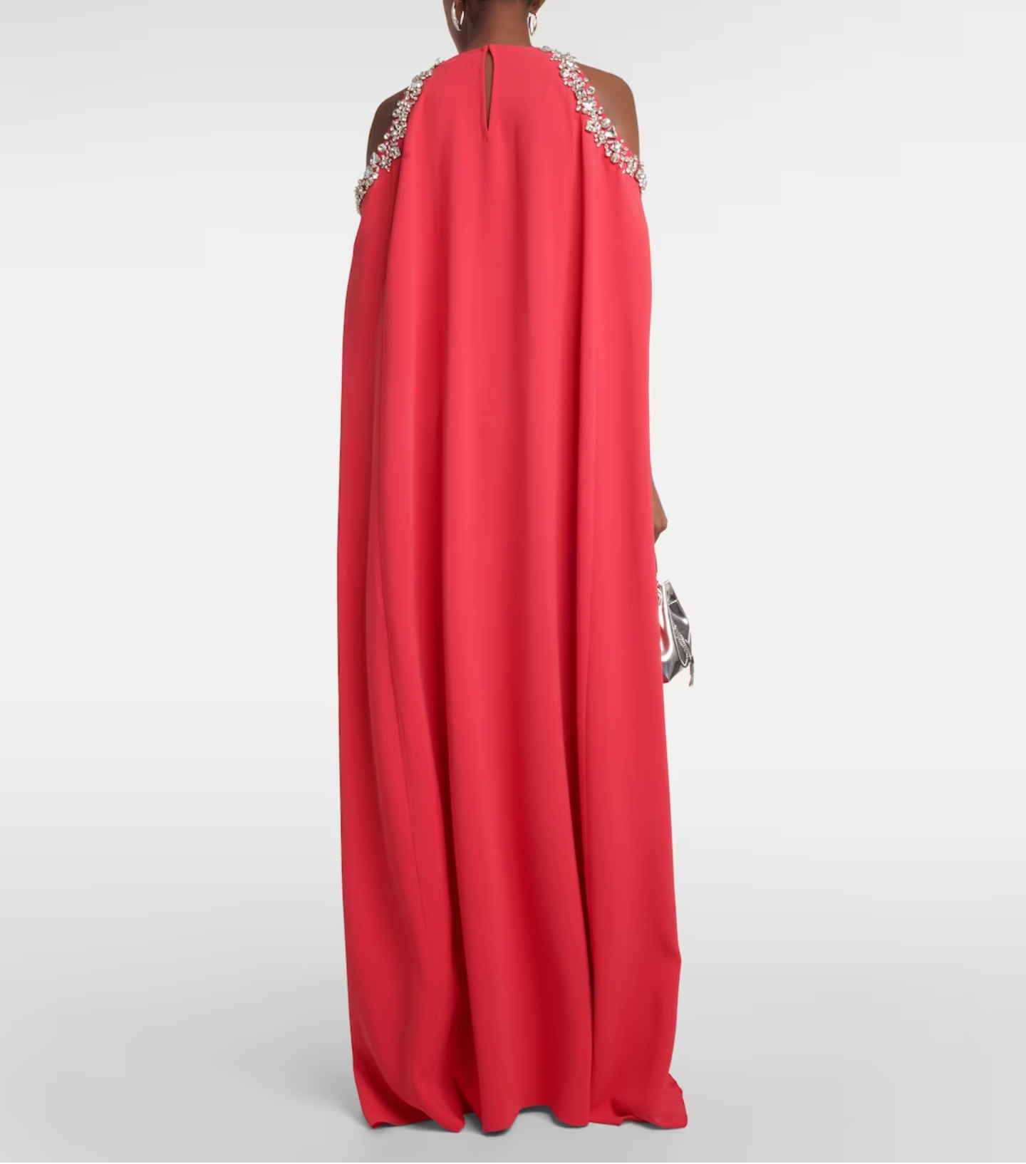 embellished cold-shoulder cape gown – Joriey