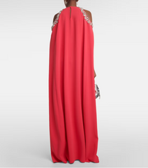 embellished cold-shoulder cape gown – Joriey