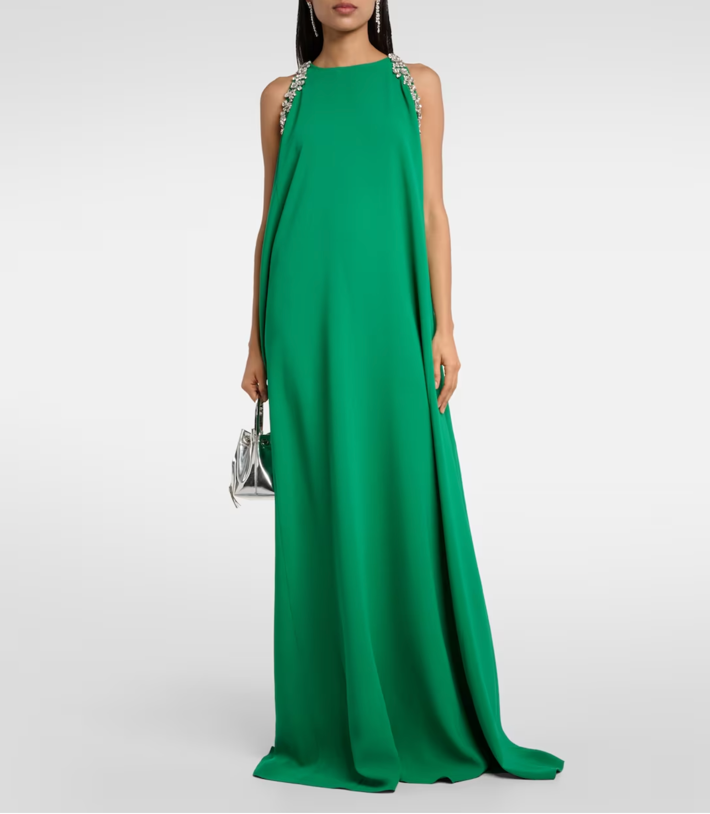 embellished cold-shoulder cape gown – Joriey