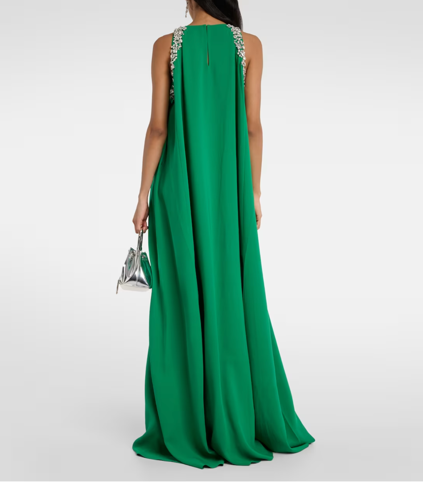 embellished cold-shoulder cape gown – Joriey