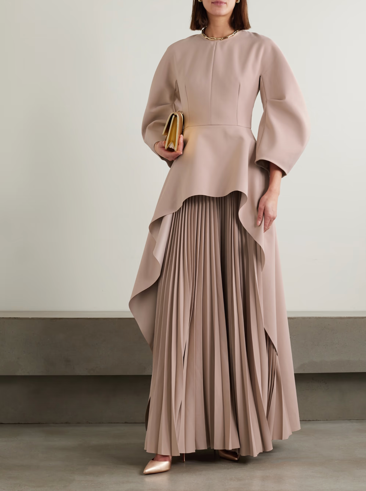 layered peplum gown with pleated skirt – Joreye