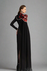 one-shoulder embellished column gown with sequin motif – REVAKTO