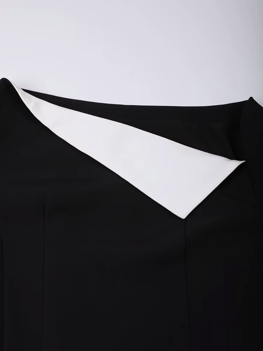 asymmetric color-block midi dress – Salenah