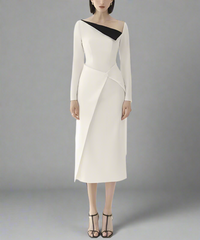 asymmetric color-block midi dress – Salenah