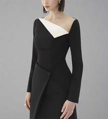 asymmetric color-block midi dress – Salenah