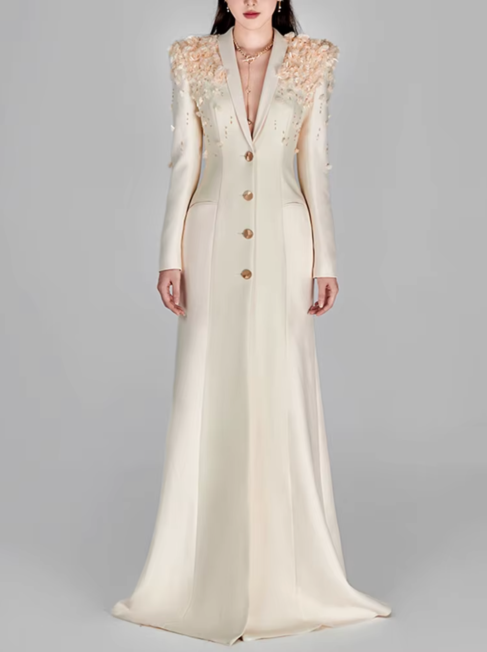 embellished shoulder tailored gown – Jollen