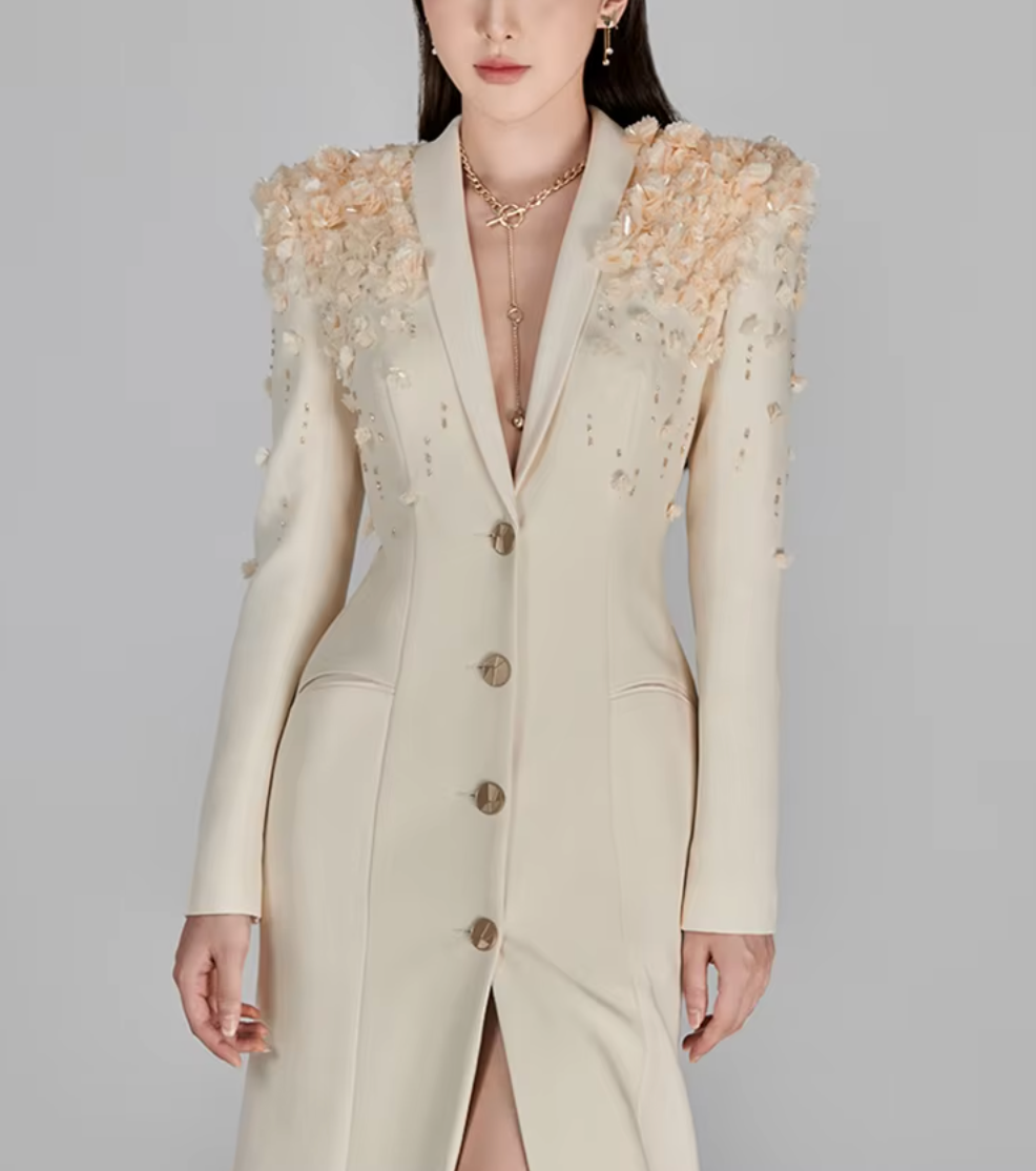 embellished shoulder tailored gown – Jollen