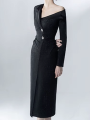 off-shoulder textured blazer dress – Jomanh