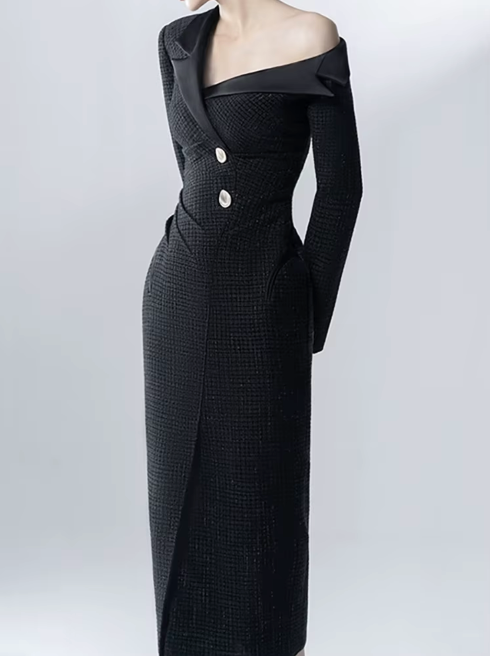 off-shoulder textured blazer dress – Jomanh