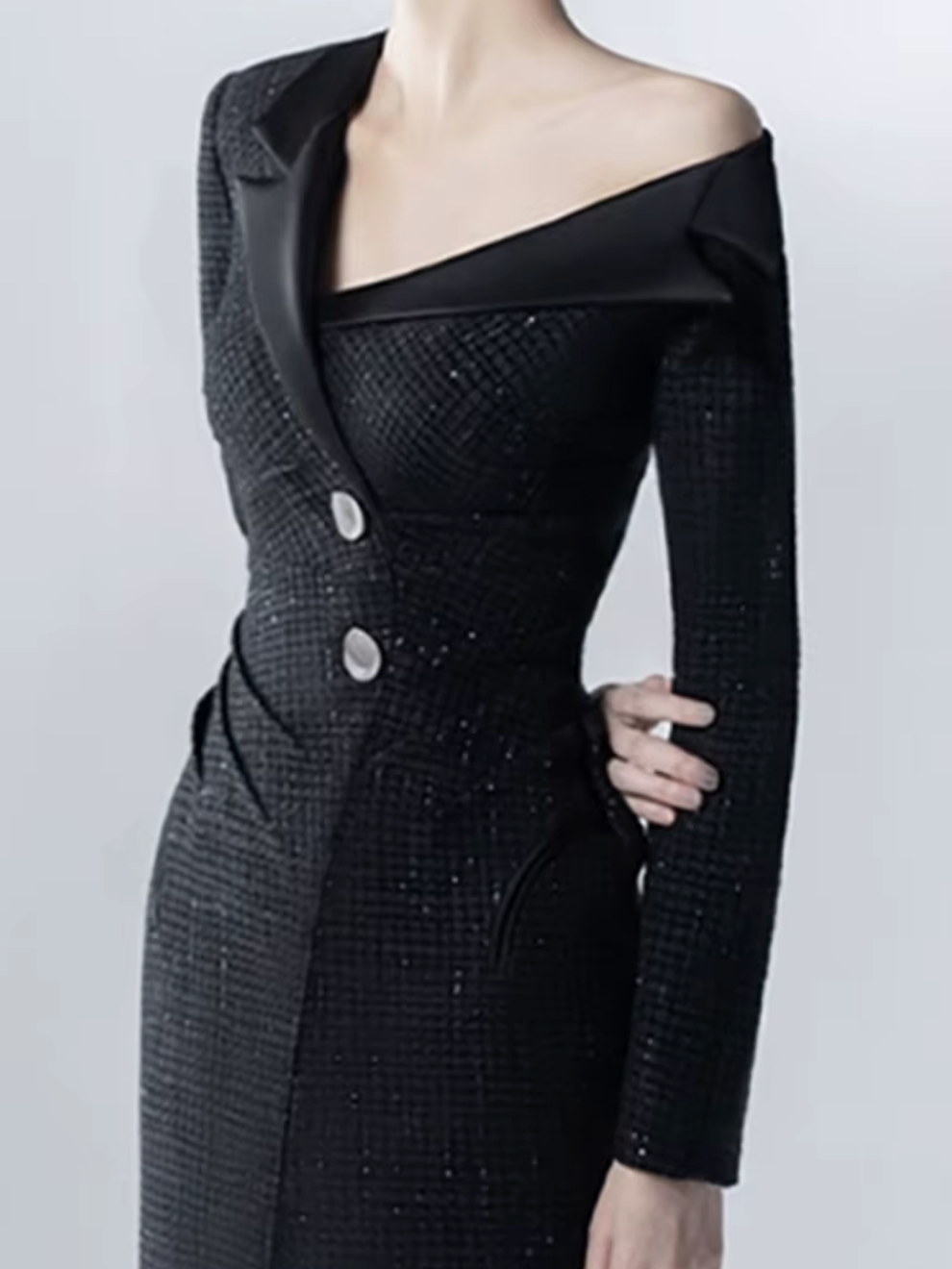 off-shoulder textured blazer dress – Jomanh