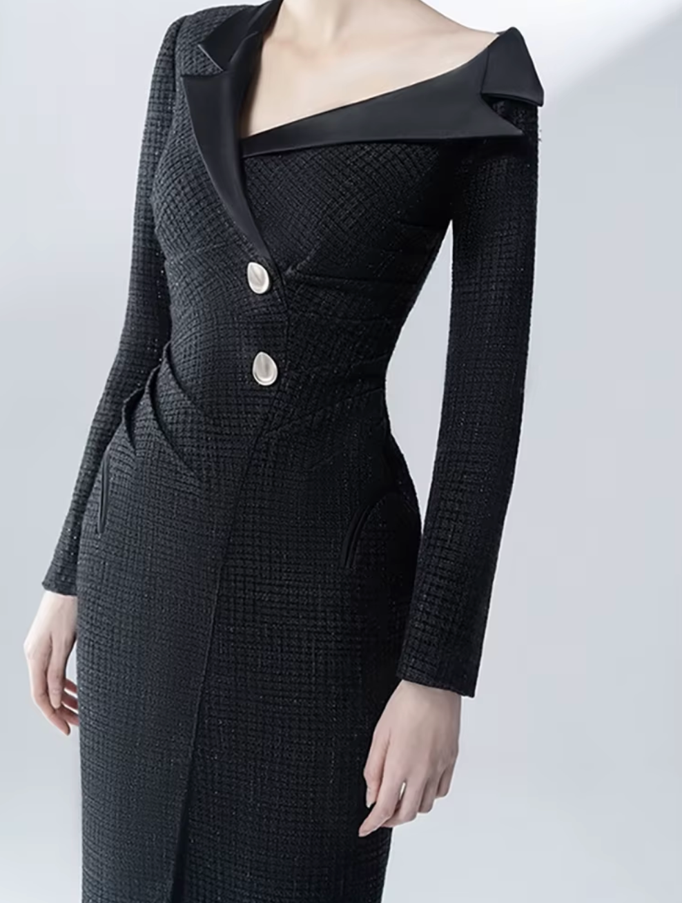 off-shoulder textured blazer dress – Jomanh