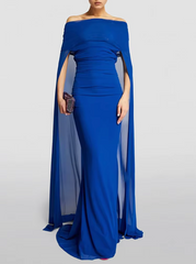 off-shoulder draped cape gown – Noral