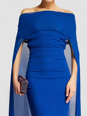 off-shoulder draped cape gown – Noral