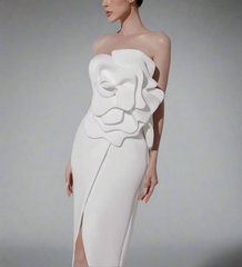 strapless floral appliqué midi dress – IMogah