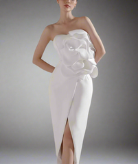 strapless floral appliqué midi dress – IMogah