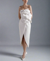 strapless floral appliqué midi dress – IMogah
