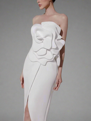 strapless floral appliqué midi dress – IMogah