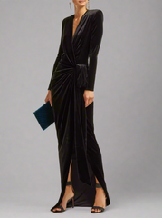 velvet wrap-front gown with side tie – Yolas