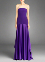 strapless satin flared gown – Folena