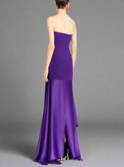 strapless satin flared gown – Folena