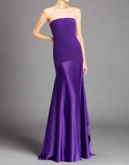 strapless satin flared gown – Folena