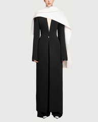 monochrome draped scarf coat dress – Goten