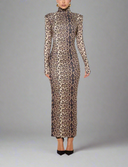 high-neck leopard print bodycon dress – Jolanh