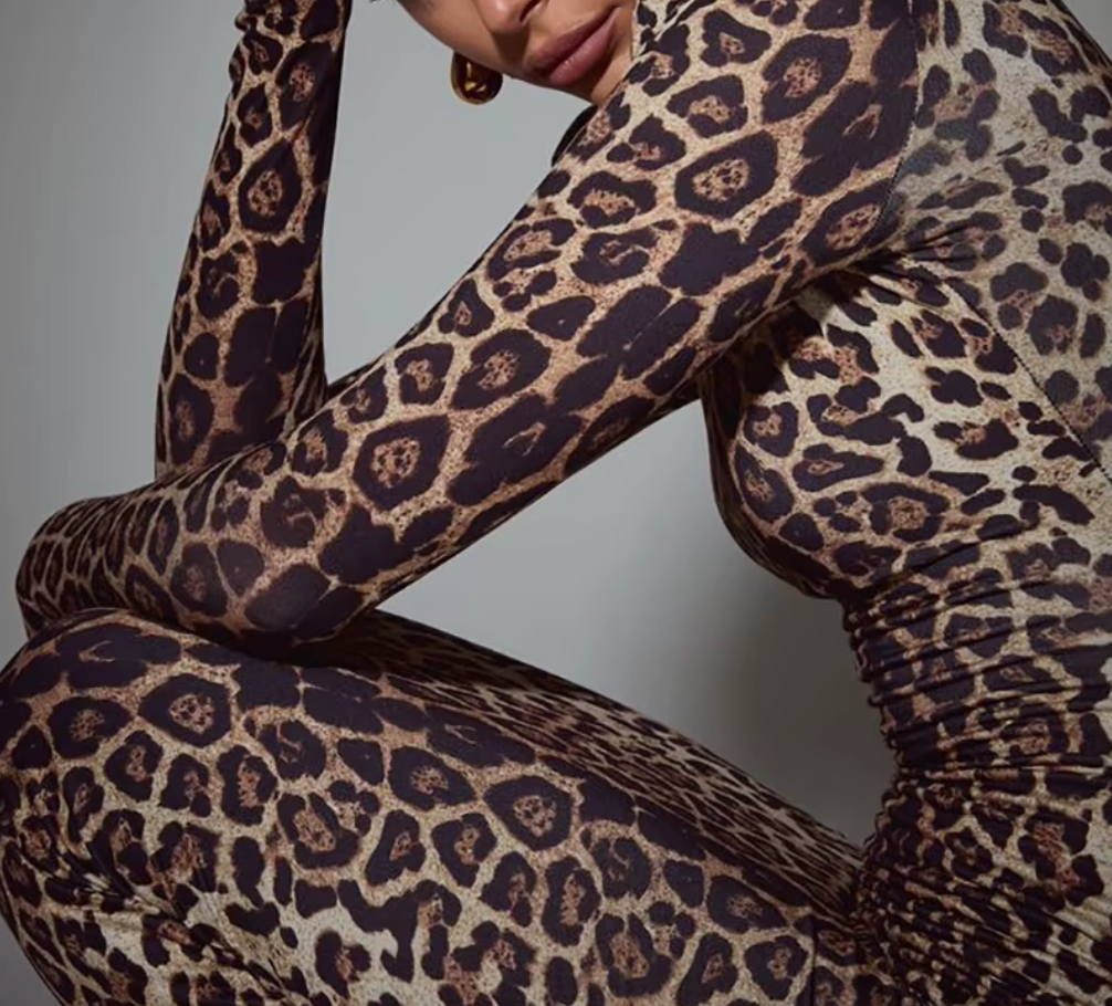 high-neck leopard print bodycon dress – Jolanh