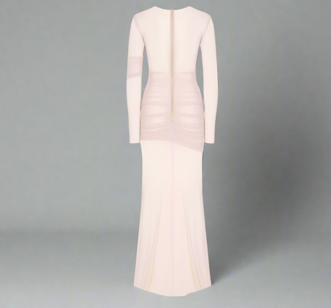 sheer panel ruched gown – Govana