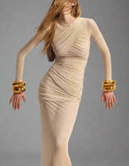sheer panel ruched gown – Govana