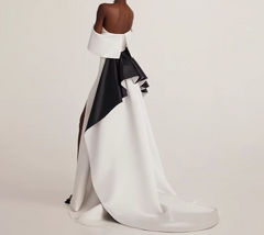 off-shoulder gown with bow back detail – Meely