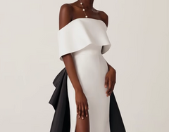 off-shoulder gown with bow back detail – Meely