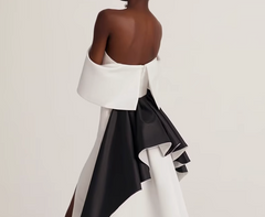 off-shoulder gown with bow back detail – Meely