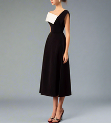 one-shoulder contrast midi dress – Geely