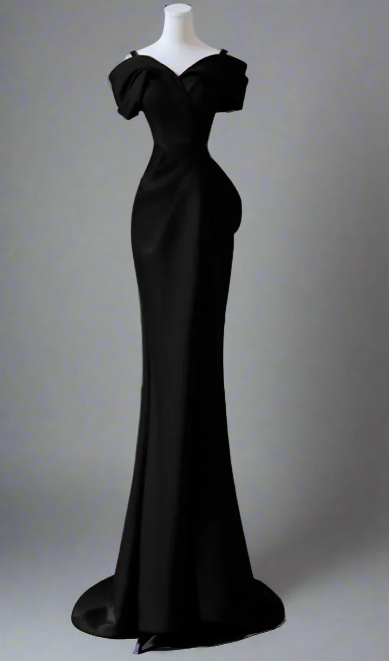off-shoulder draped gown with bow detail – Hooly