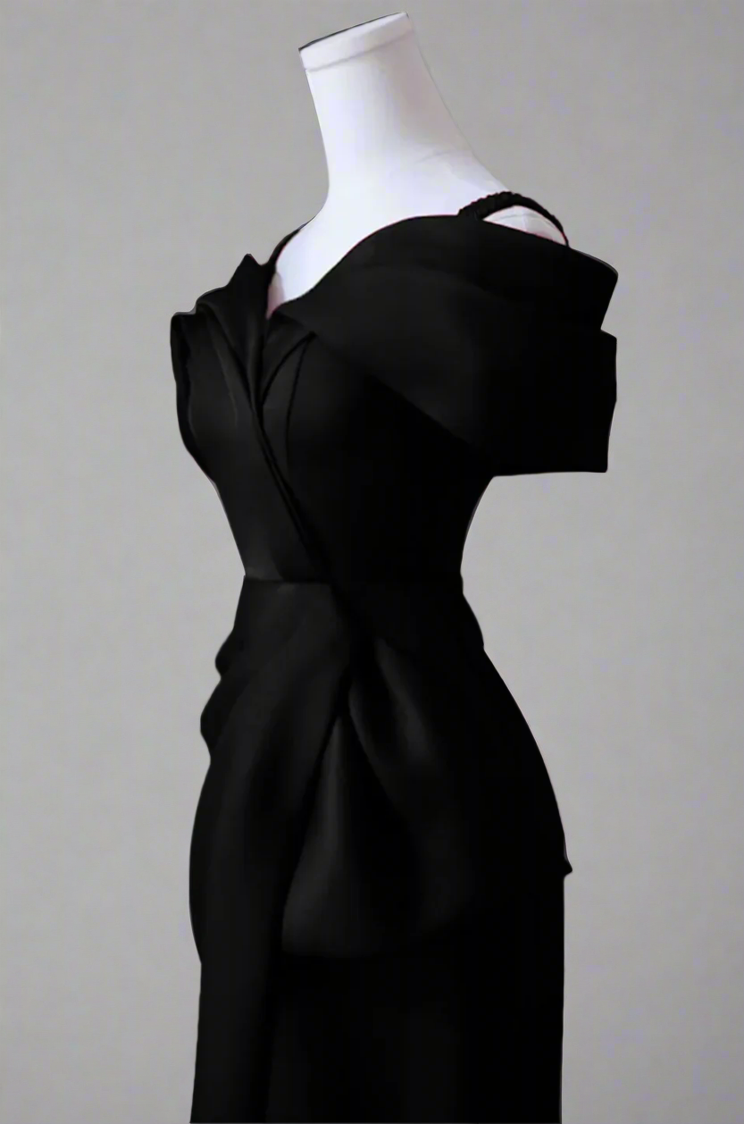 off-shoulder draped gown with bow detail – Hooly