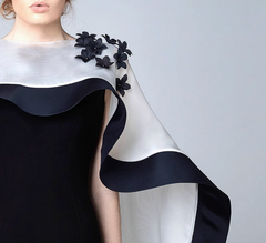 sleeveless column gown with contrast cape – yoosy