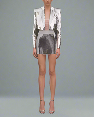 Sequined cropped blazer with high-waisted mini skirt - Zertu